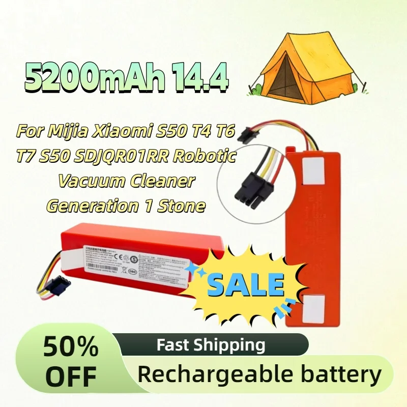

For Mijia Xiaomi S50 T4 T6 T7 S50 SDJQR01RR Robotic Vacuum Cleaner Generation 1 Stone In Stock 5.2Ah 14.4 Rechargeable Batteries