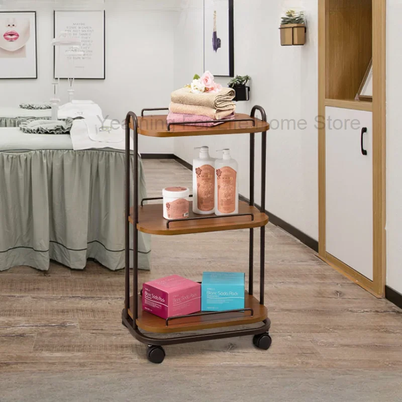 

Metal Auxiliary Furniture Trolley Cosmetic Table Wheels Medical Salon Professional Wooden Carrito Auxiliares Para Lashistas