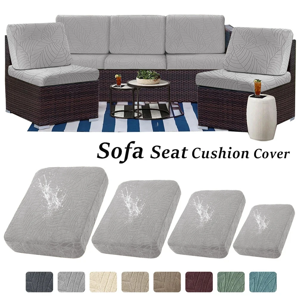 1PC Patio Jacquard Sofa Cover Stretchy Pure Sofa Seat Slipcover Detachable Waterproof Splash Couch Cover Garden Outdoor Decor