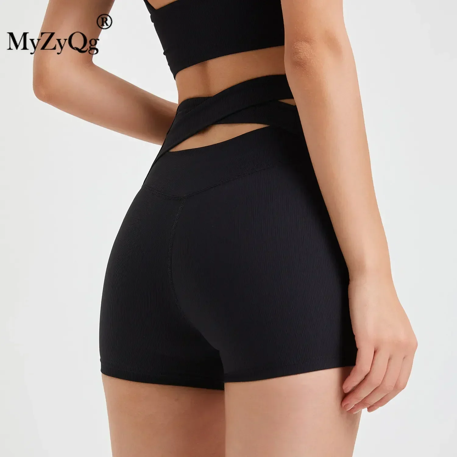 MyZyQg Back Cross High Waist Peach Buttock Lifting Yoga Shorts Women Traceless Sports Three-point Pants Speed Dry Fitness Pants