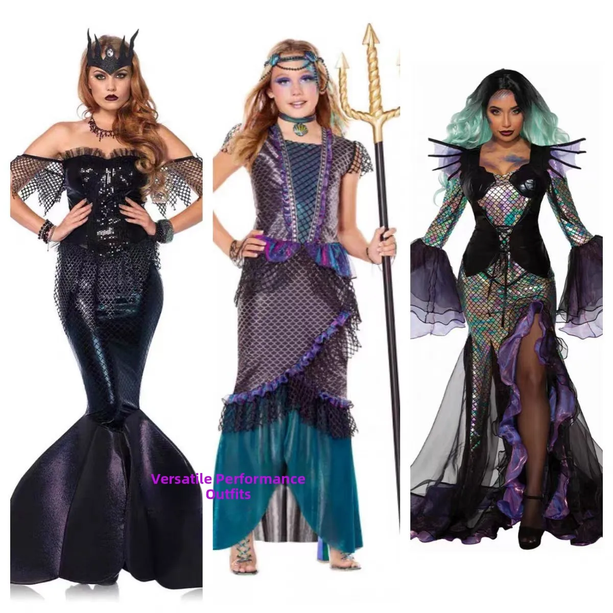 

Новый женский костюм русалки на Хэллоуин, длинная юбка, одежда для выступлений, косплей, бал, маскарад, этническая сценическая одежда, женские наряды