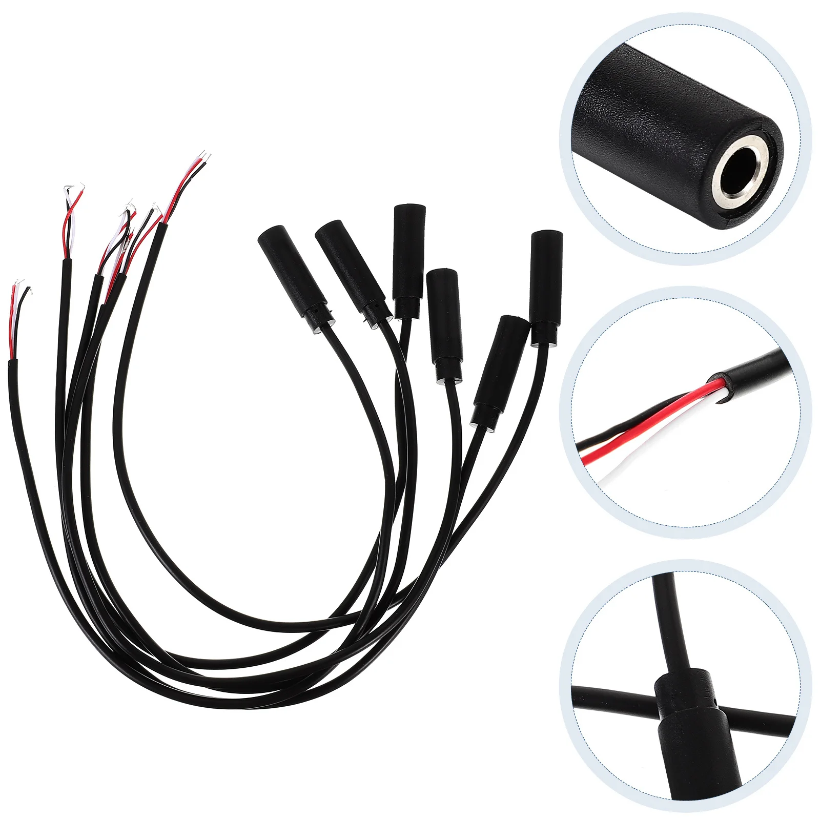 6Pcs Audio Cable 3.5mm Female Plug Copper Wire Replacement Repair Accessory for Headset Speaker Mp3 Car Box