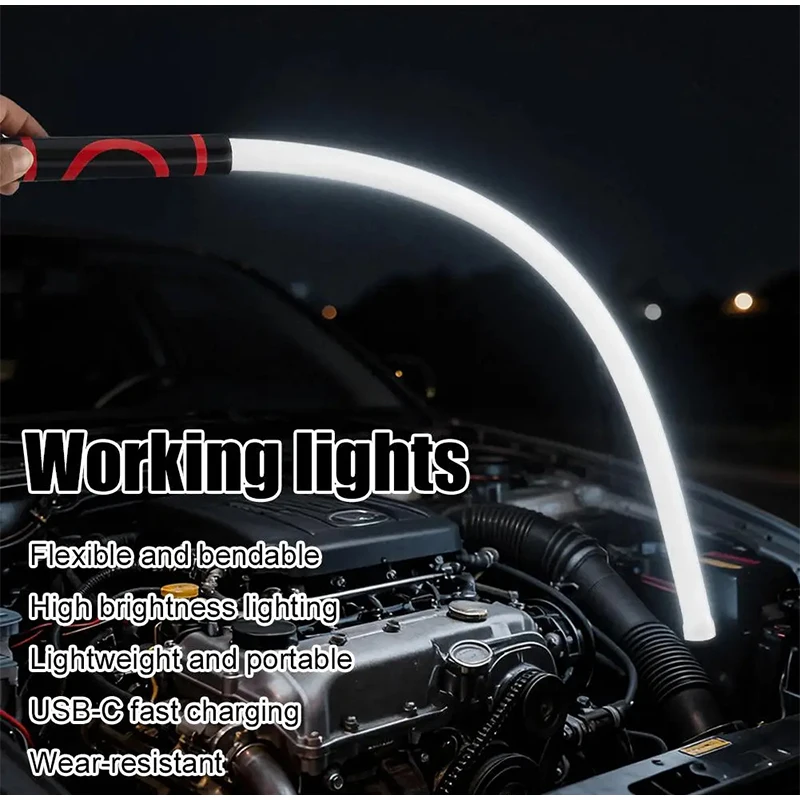 Flexible 27-inch LED Hose Lamp Rechargeable Waterproof Work Maintenance Lamp Outdoor Flashlight Stick With Three Brightness