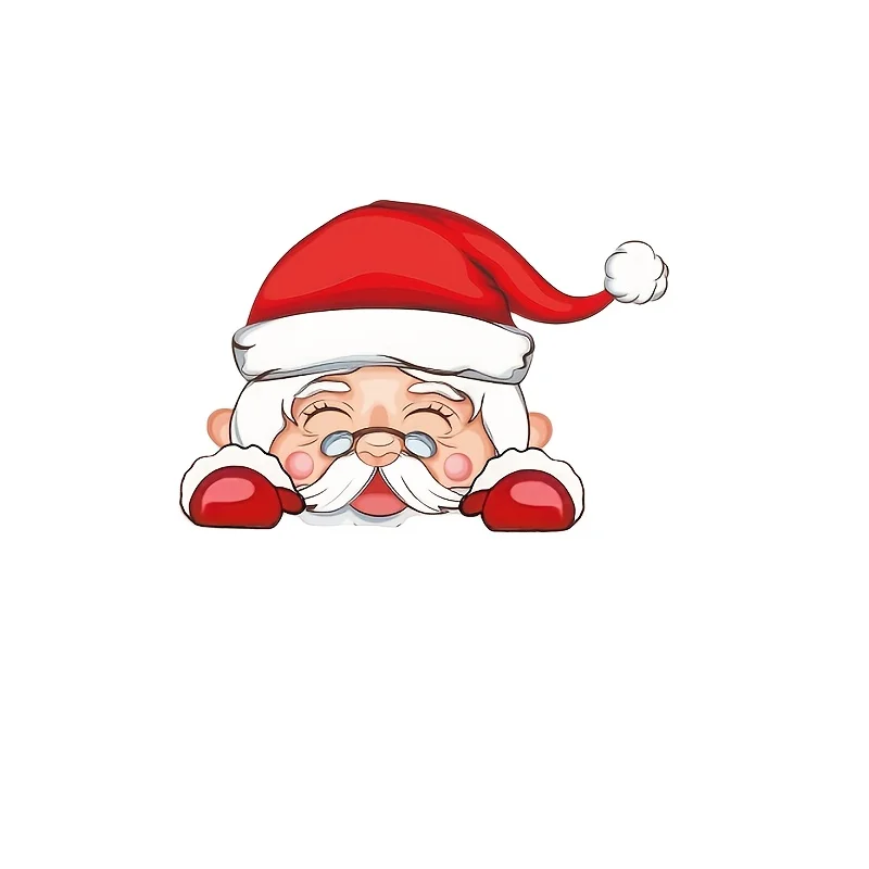 1Pc Peeking Santa Claus PVC Vinyl Sticker Removable For Car Window Glass Seasonal Christmas Vehicle Decor