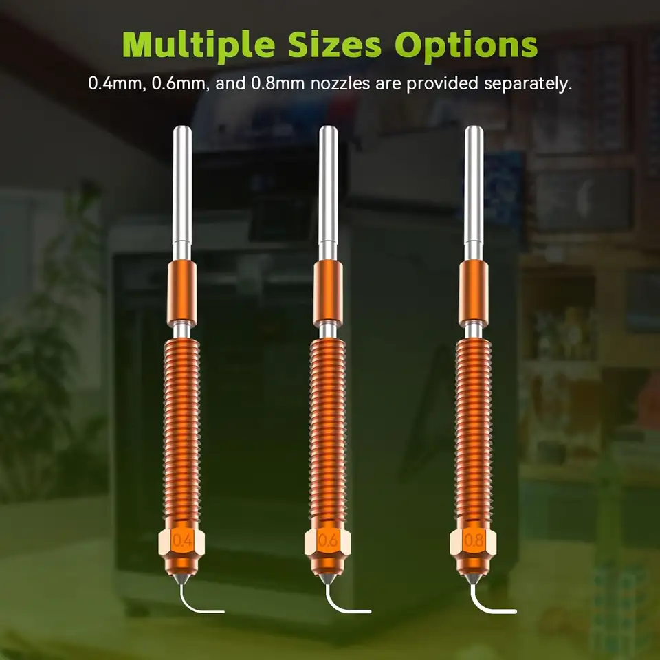 فوهات Creality K2 Plus/K2/K2 Pro/Hi Combo مقاس 0.2/0.4/0.6/0.8/1.0 مم مع أداة، مجموعة فوهات تدفق عالي من الفولاذ المقسى للطابعات ثلاثية الأبعاد - 2