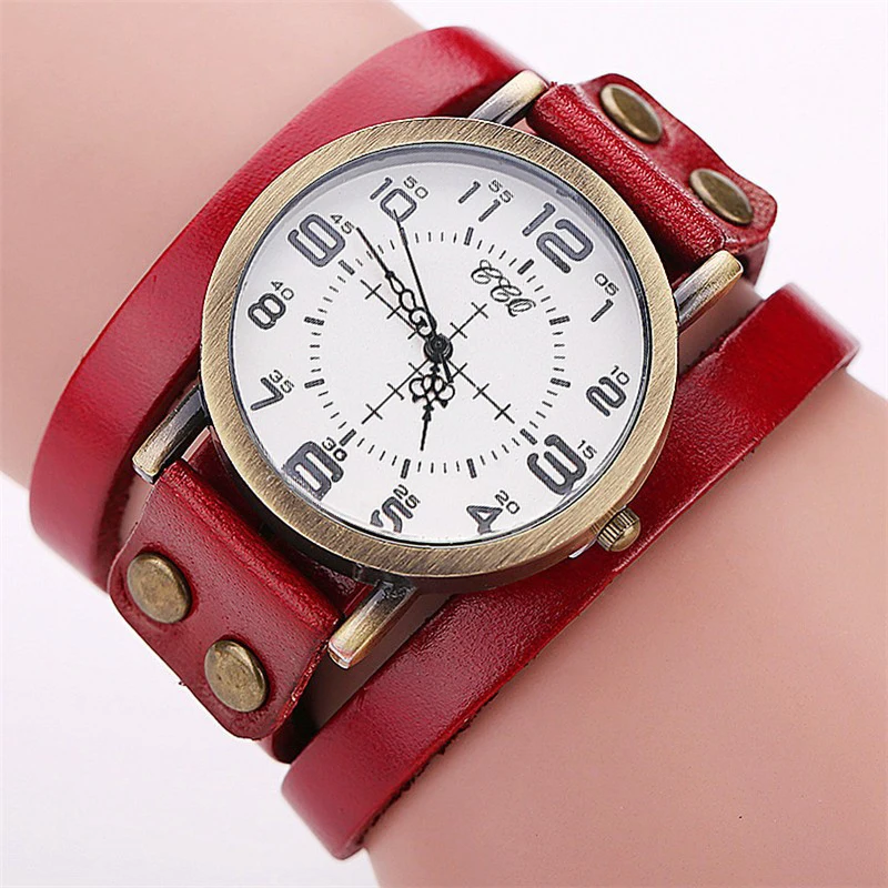 Vintage Leather Band Women\'s Watch Casual Arabic Dial Ladies Wristwatches