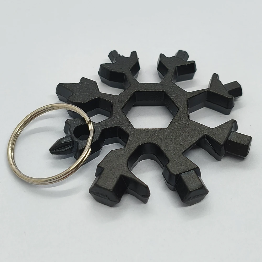 2 Stück Multifunktionaler Mini-Schneeflockenschlüssel Schlüsselanhänger Hochkarbonstahl Achteckiger Sechskant Universelles Tragbares Taschen-Reparatur-Multitool – Detail 3