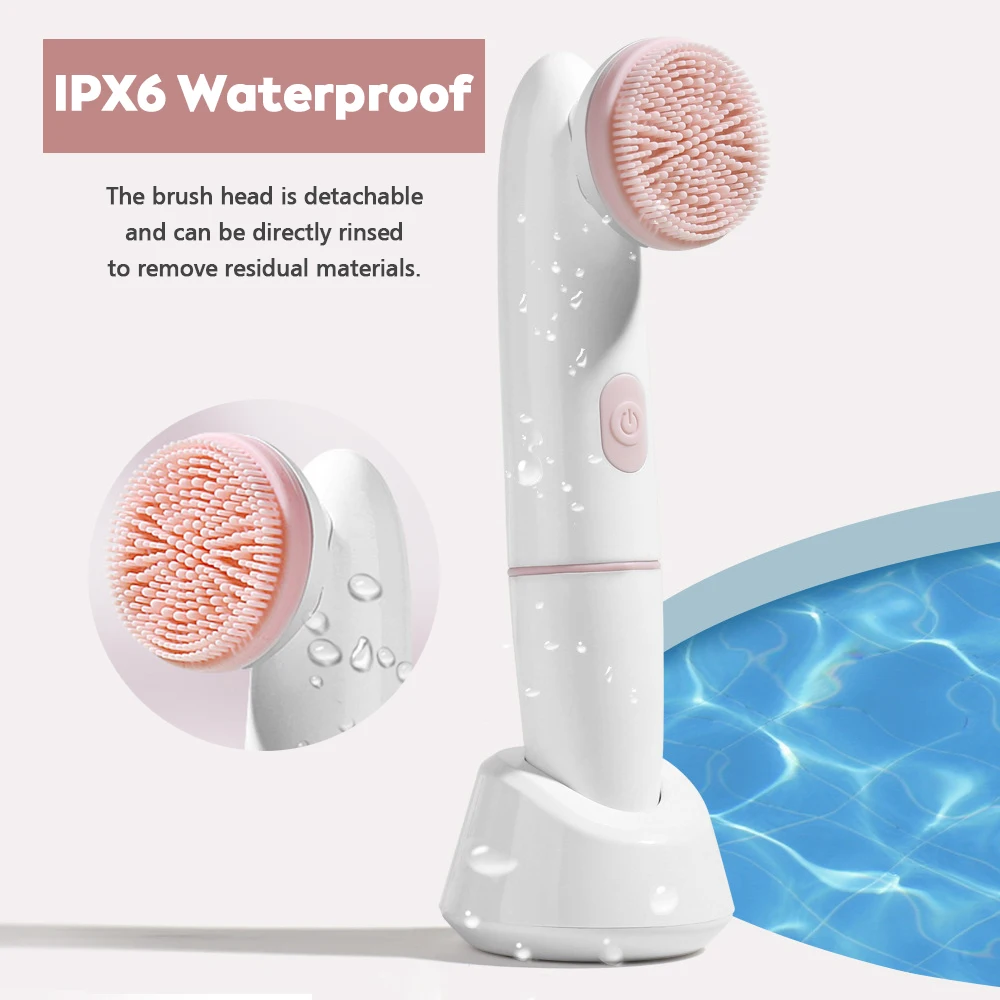 Electric Facial Cleansing Brush Silicone Rotating Face Brush Deep Cleaning Skin Peeling Cleanser Facial Clean Brush