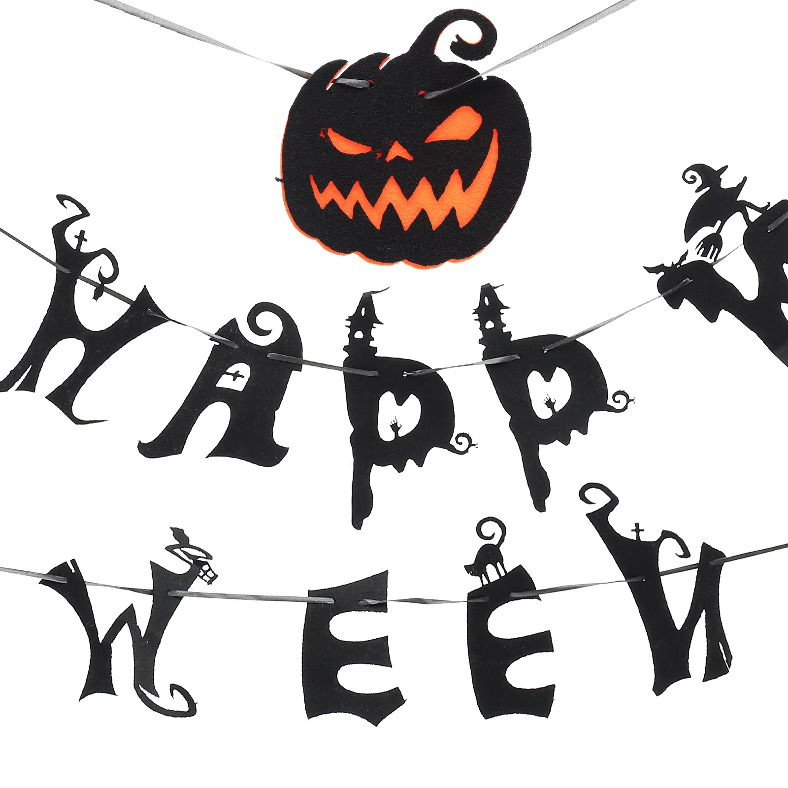 

1 set Halloween Banner Party Decoration Non-woven Fabric Flags Indoor Outdoor Hanging Garland Home Decor Safe
