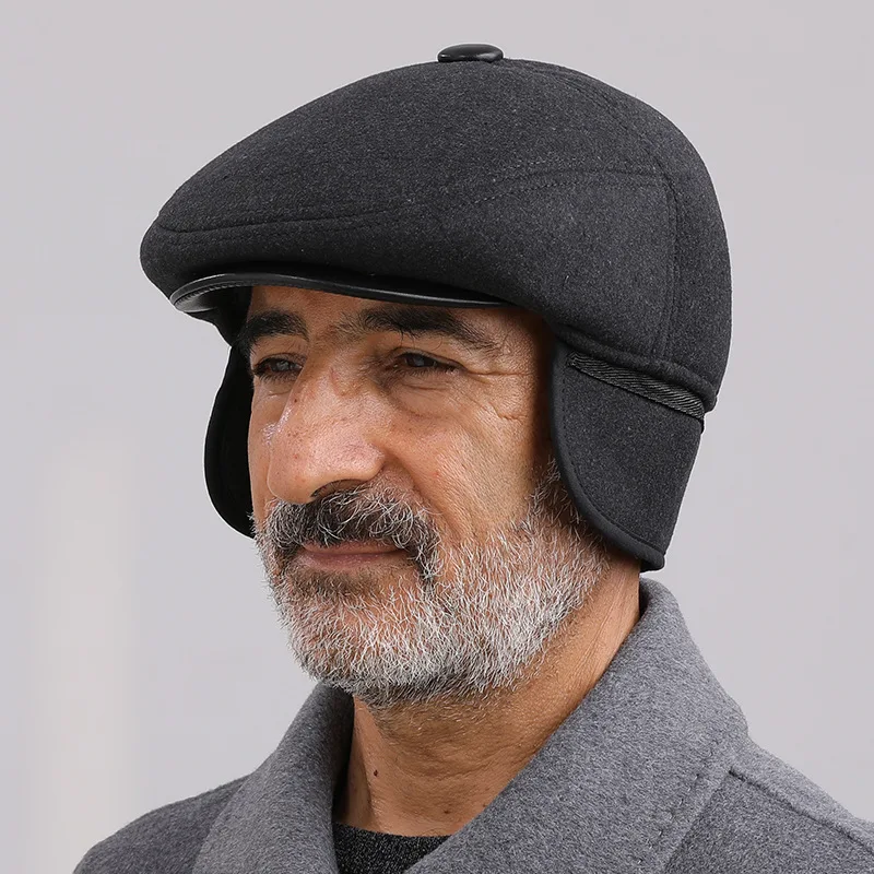 Hat For Men Winter middle-aged Elderly Dad Cap Warm Autumn Winter Old Grandpa Duck Tongue Hat Ear Protection Hats  Hot