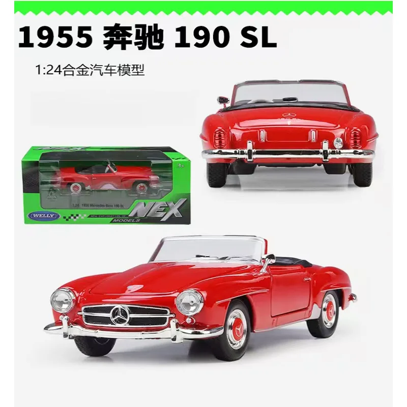 

New Mercedes Benz 190SL 1/24 Scale Retro Alloy Car Model Handmade Simulation Toy Collectible Ornament Gift for Scene Matching