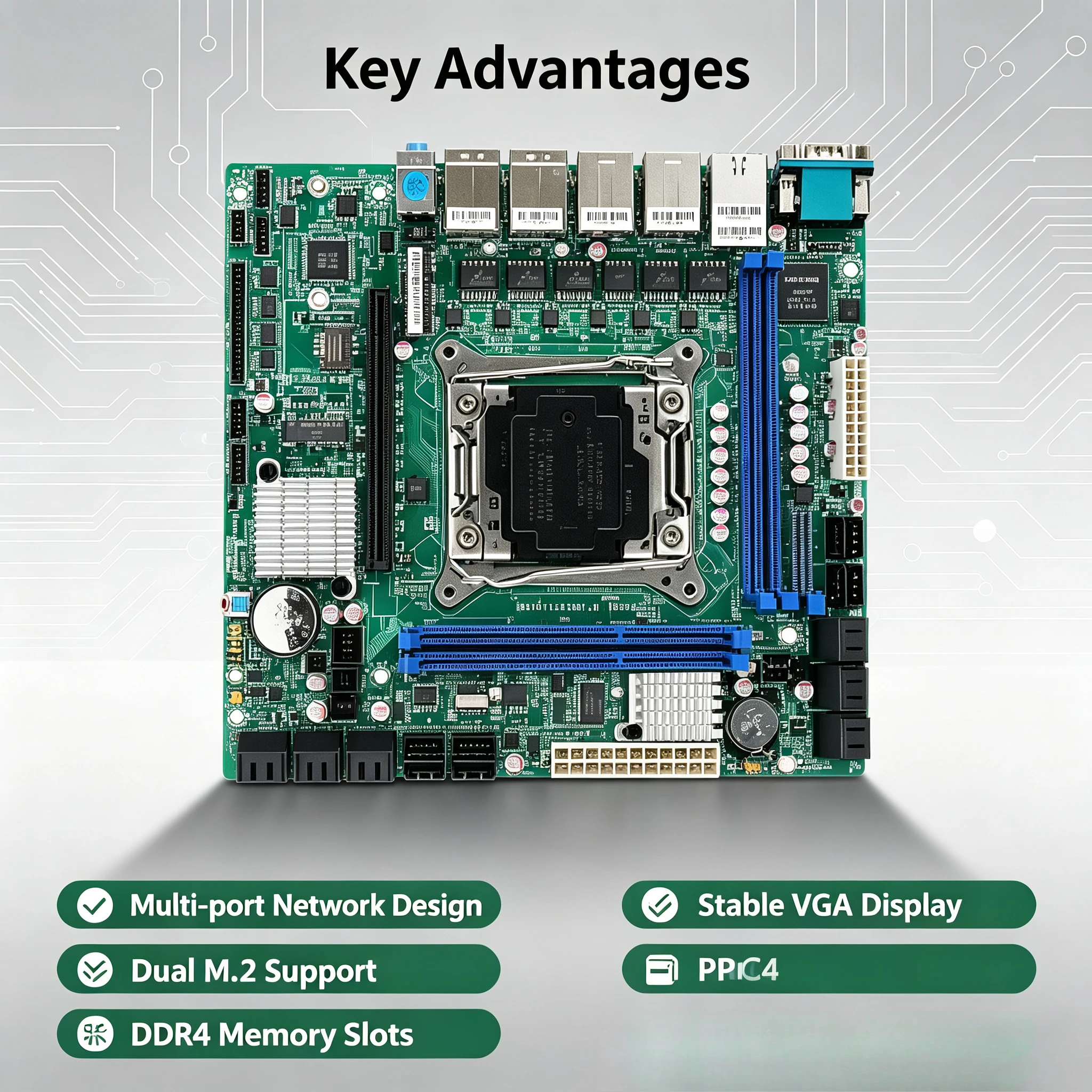 X99 Industrial Server Motherboard C612 Chipset, E5 CPU Support, 6 Ethernet Ports, 10-Disk Array ITX Mainboard for NAS Multi-Net