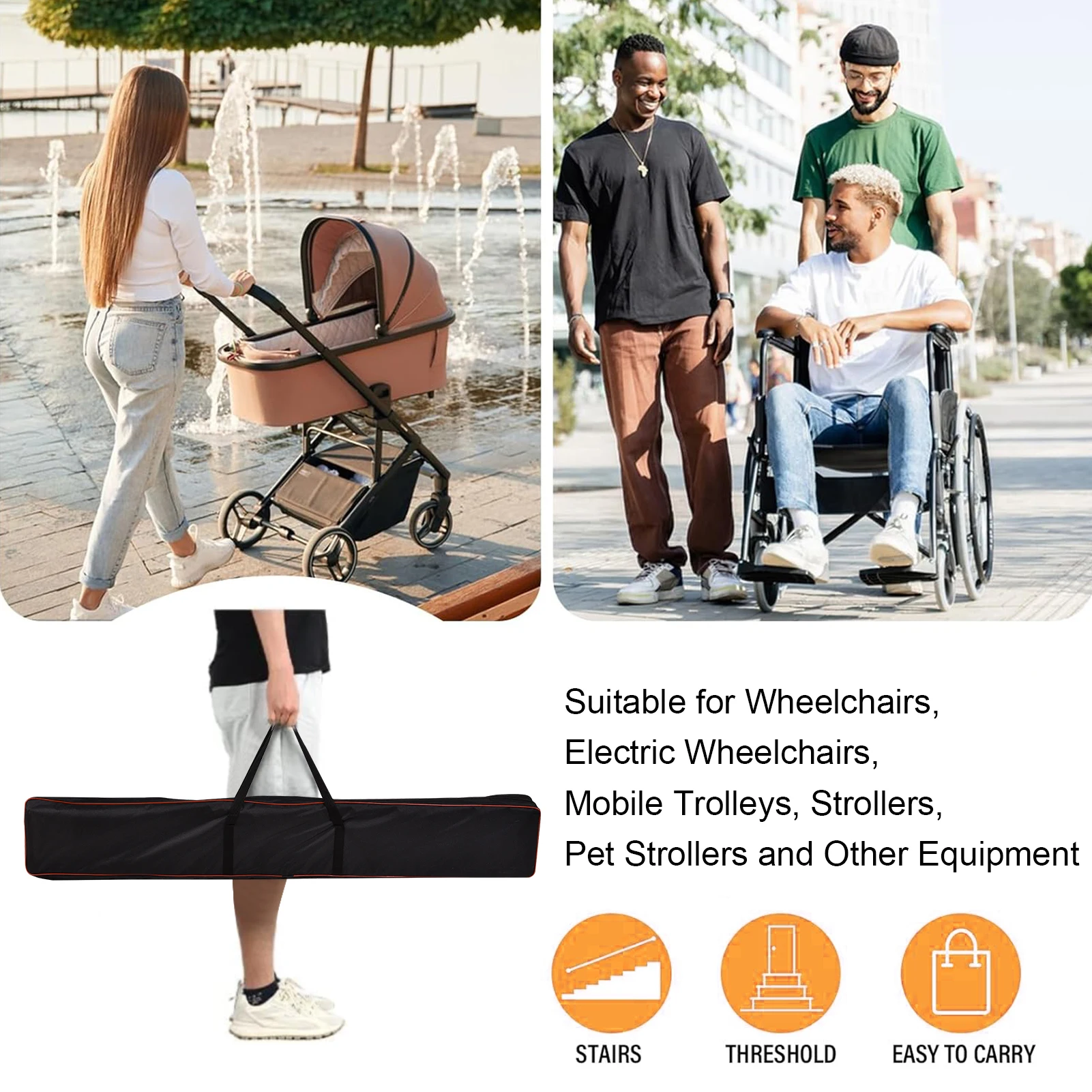 2 قطعة منحدرات الكراسي المتحركة للمداخل، منحدر محمول مضاد للانزلاق من الألومنيوم للمعاقين، سعة وزن تصل إلى 661 رطل للخطوات والسلالم #6