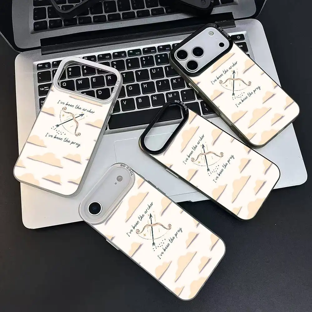 1 قطعة كلمات آرتشر جراب هاتف موضة IMD اللون فضي شل آيفون 17 الهواء 16 15 14 13 12 11 Plus Pro Max Plus