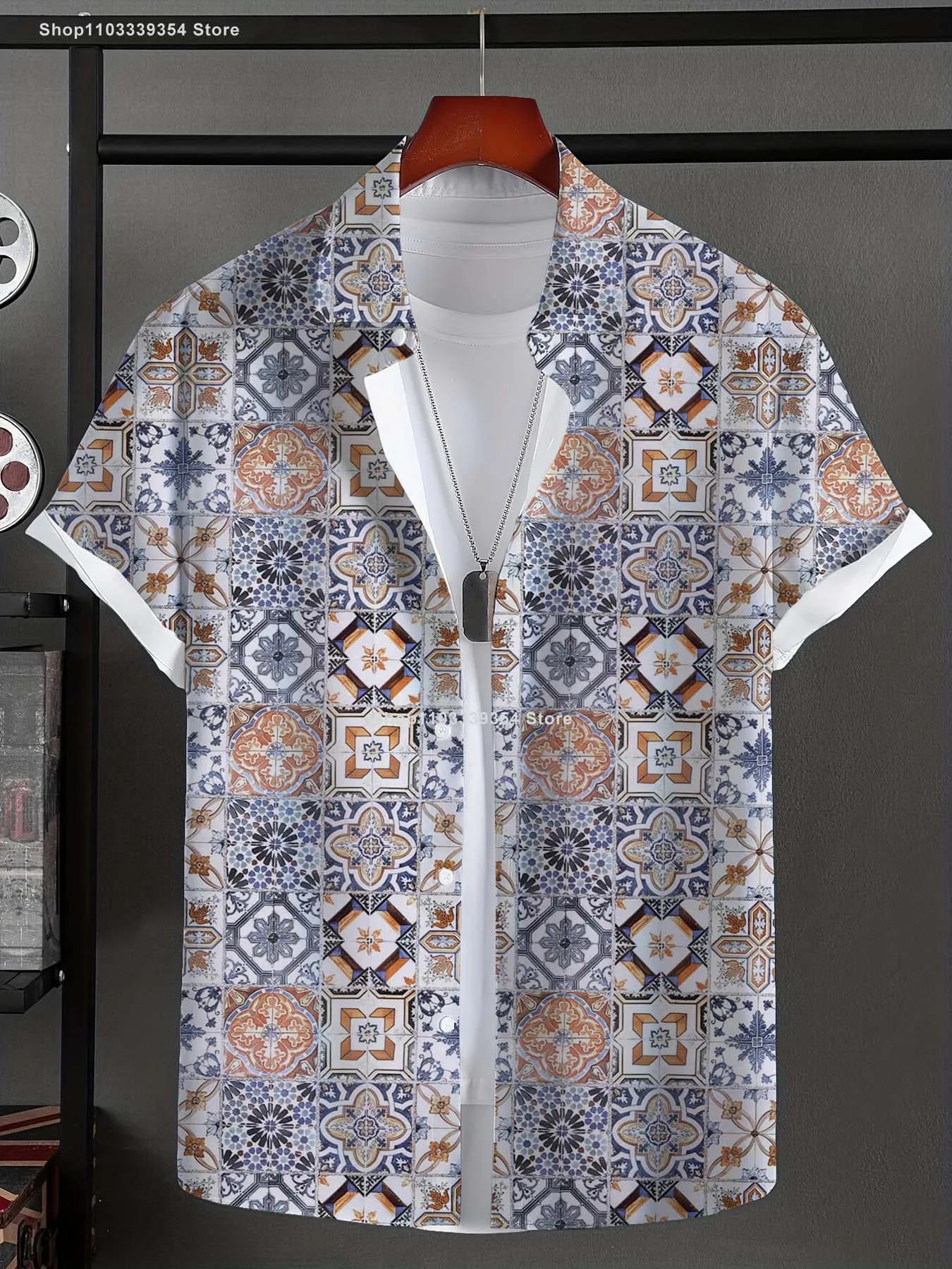 

New Vintage Ethnic Patterns Hawaiian Shirt Man Women Button Down T Shirts Casual Short Sleeve 3D Print Tops Luxury Man Clothing