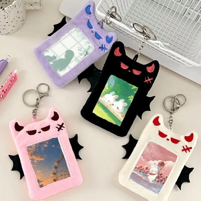 1PC Cartoon Devil Plush Photocard Holder Idol Photo Protective Cover Student ID Credit Card Storage Case