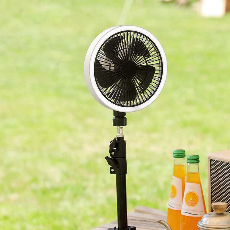 Ventilador de trípode Vertical recargable para el hogar, dispositivo con pantalla de trípode, cabezal de agitación para senderismo