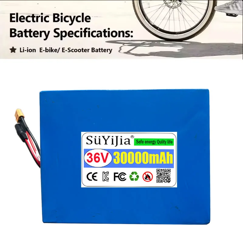 New 36V 30000mAh Rechargeable 10S8P Lithium Battery Pack 250W~1000W for Outdoor Backup Batteries with BMS