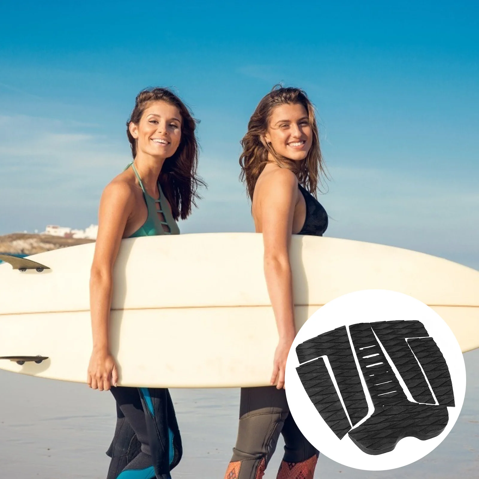

1Set Surfboard Traction Pads Eva Non-Slip Tail Pads Adhesive Foot Heel Protectors for All Surfboards Black Surfboard Accessories