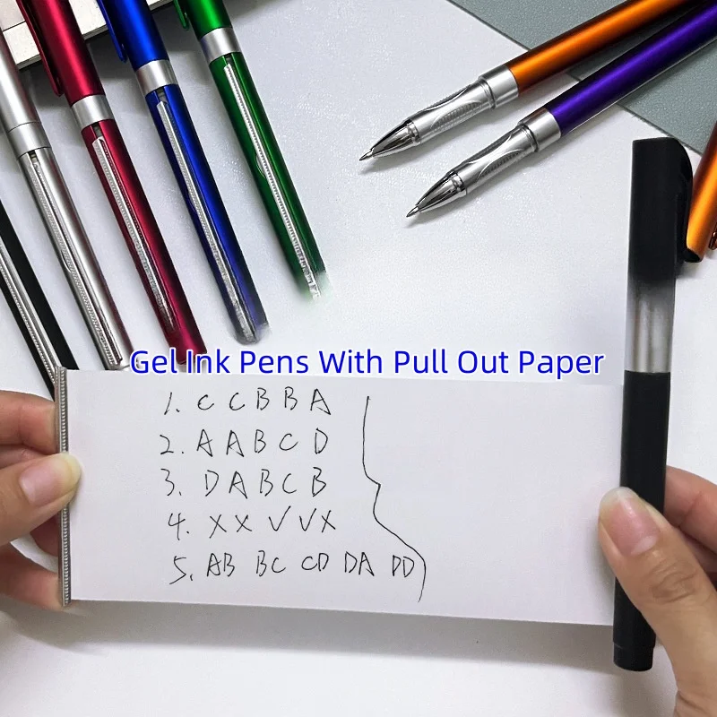 Drawing And Writing Neutral Pens Advertisement Pull-up Pen Student Exam Note Pens Blank Roll Paper Gel Ink Pens