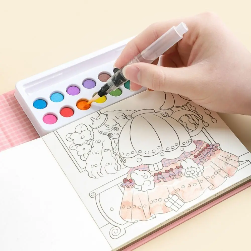 

Creative Gouache Graffiti Picture Book Gouache Art with 10-Color Pigment Blocks Watercolor Coloring Set DIY Watercolor Paper