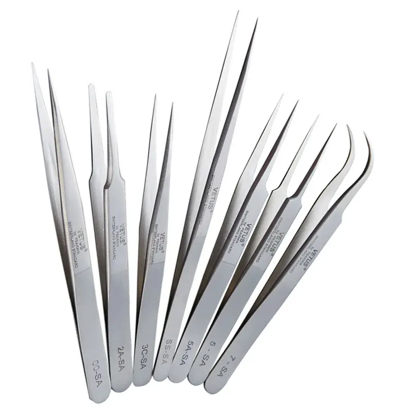 

Precision Magnetically Stainless Steel Tweezers Jewelry Phone Repair Tools VETUS 5A-SA/5B-SA/5-SA/7-SA/SS-SA/AA-SA/2A-SA