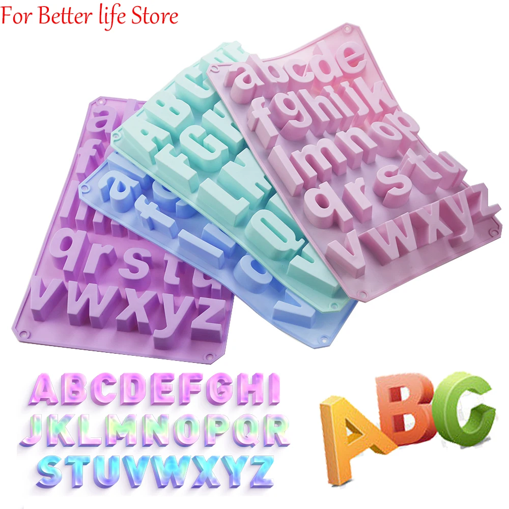 

3D Uppercase And Lowercase Letters Silicone Foam Mold Chocolate Cake Mold Cake Decoration DIY Tool Jelly Biscuit Baking Printing