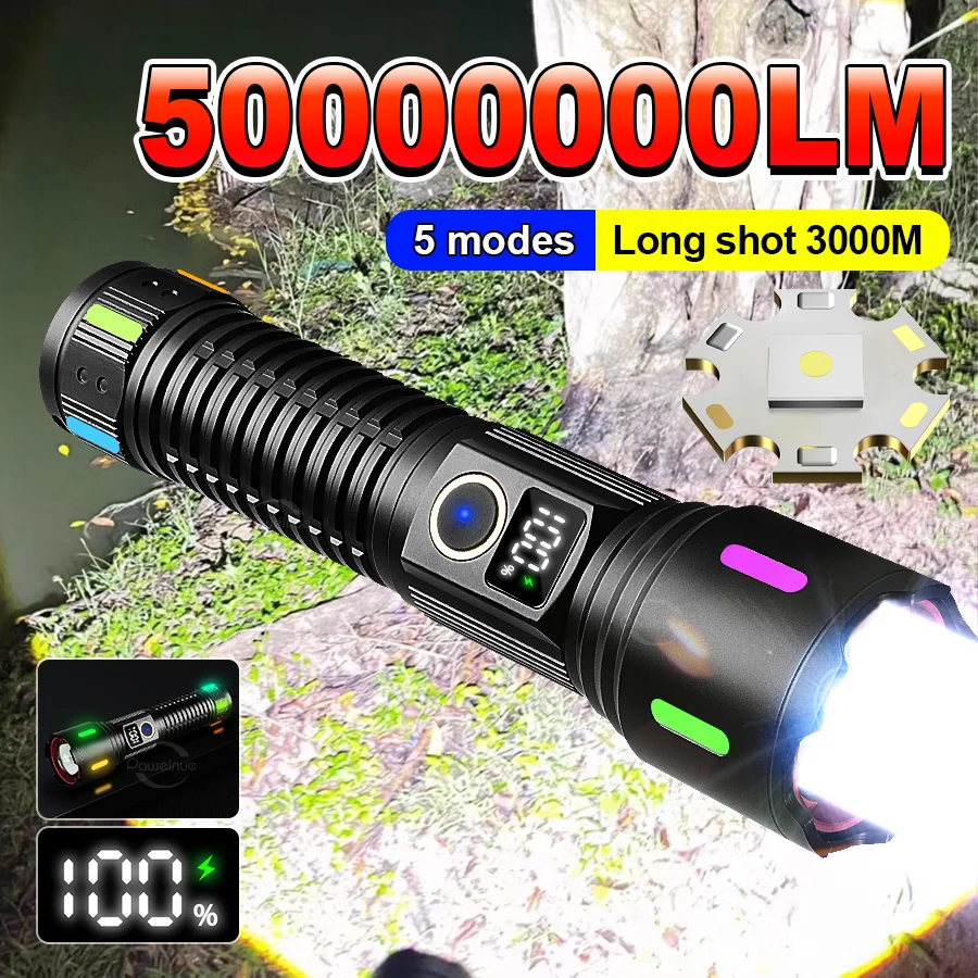 

Новый светодиодный самый мощный фонарь 5000000LM супер яркий факел USB аккумуляторный свет высокая мощность тактика фонарь на открытом воздухе кемпинг флуоресцентная лампа