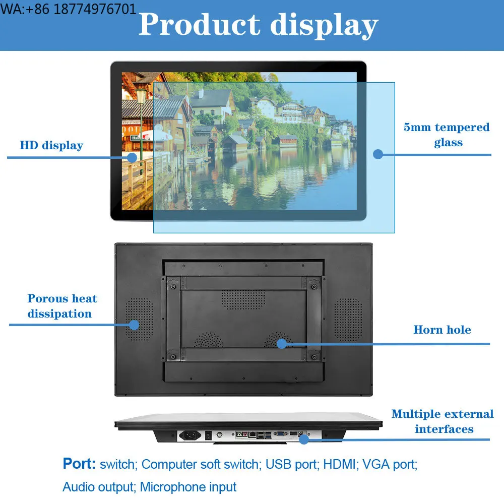 

10.1, 13.3, 15.6, 18.5-дюймовые ЖК-панели различных размеров для настенного монтажа, сенсорные экраны Android для цифровой рекламы