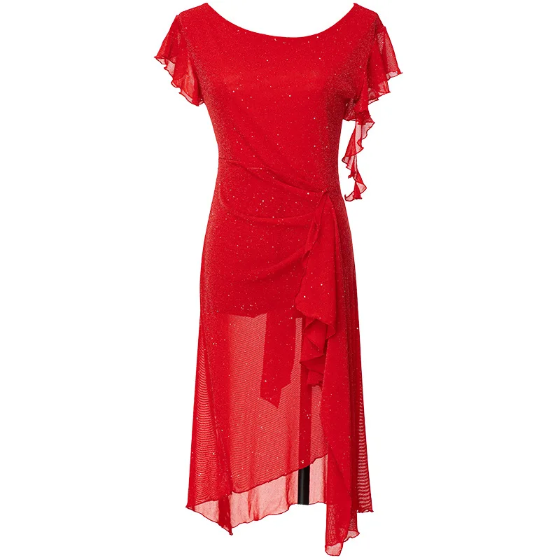 Robe de danse du ventre robe de danse latine robe de salle de bal Standard femmes vêtements nouvelle tenue de femme robe en maille dame compétition