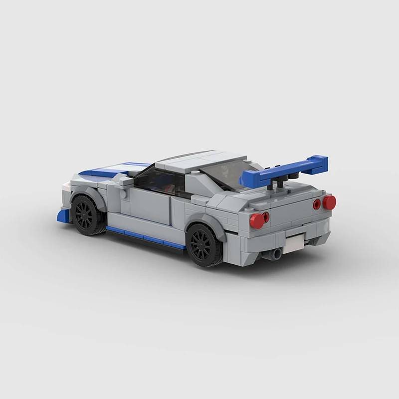 MOC Skyline GTR Racing R34 Sports Car Vehicle Fast Furious 2 Speed Champion Racer Building Blocks Brick Creative Garage Toy Boy