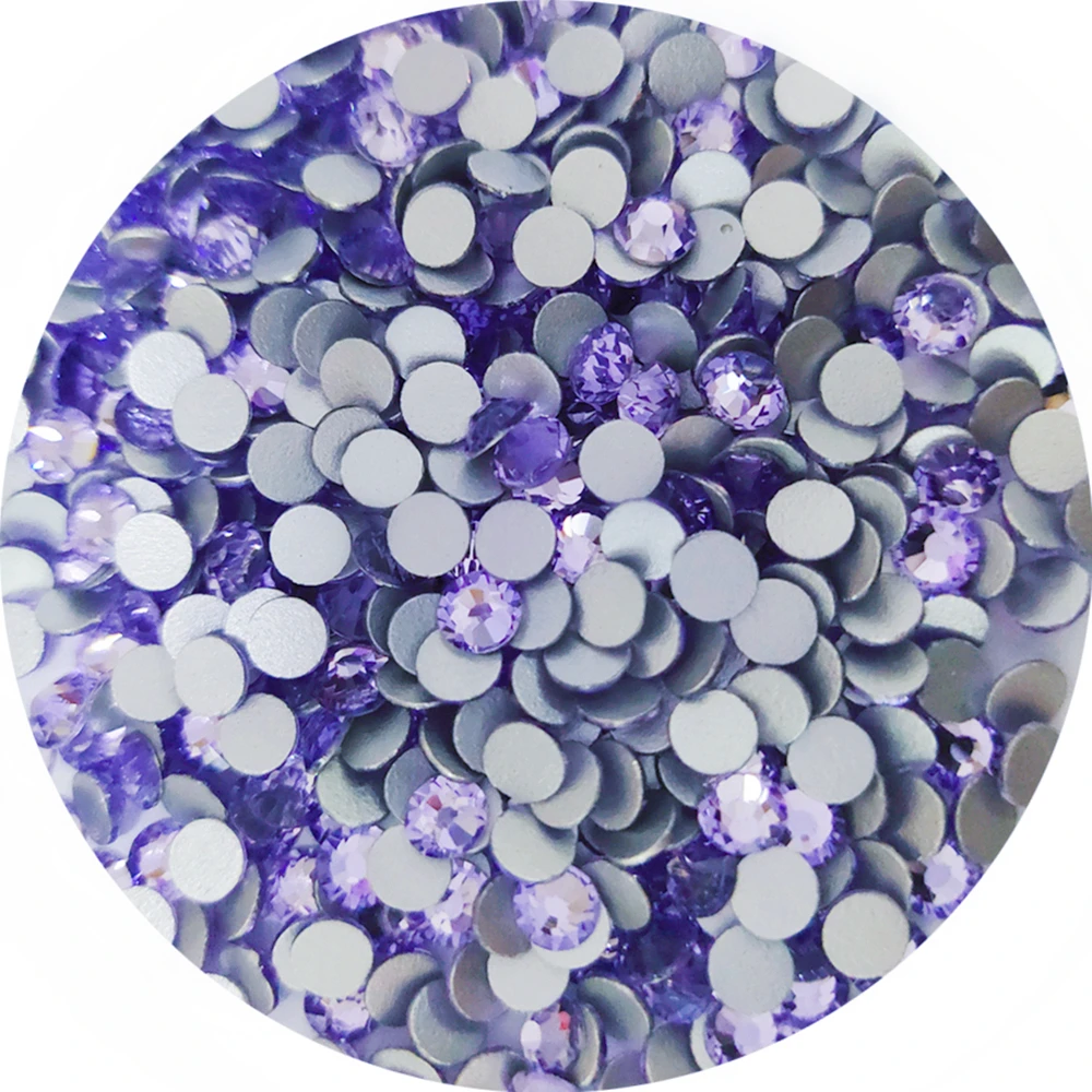 TOP Glitter Crystal Violet Glue On Rhinestones Non Hot Fix FlatBack Glass Strass Sewing & Fabric Garment Nail Art Decorations