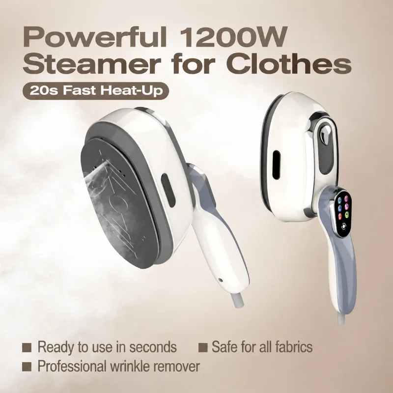 Handheld Garment Steamer Dry Wet Dual Use Six-speed Color Screen Mini Portable Home Clothes Fabric Wrinkle Remover Household