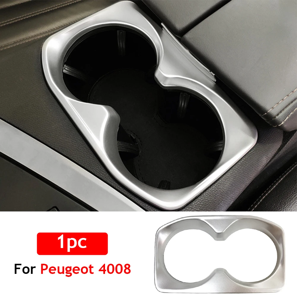 Car Interior Cup Holder Cover Trim for Peugeot 4008 5008 3008 GT 2017 2018 Matte Chrome Framing Styling Car Accessories ABS