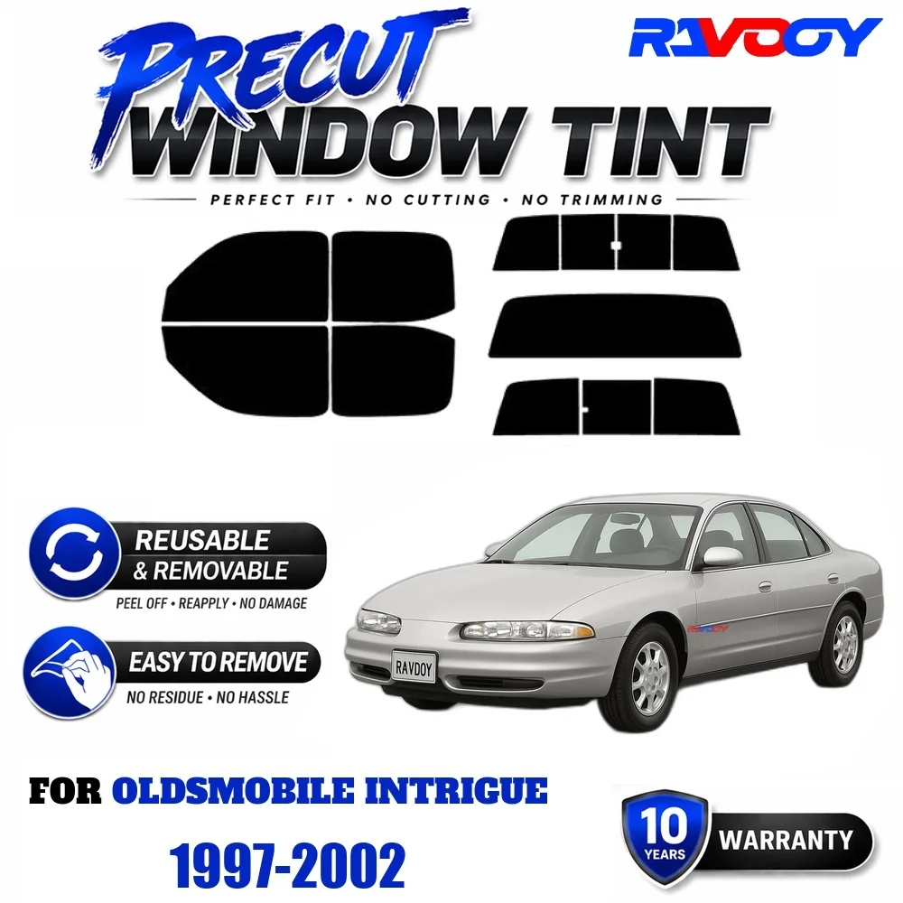 RAVOOY Precut Window Tint, Reusable Removable EPU Film, Custom Fit for Oldsmobile Intrigue 1997-2002, UV Heat Protection