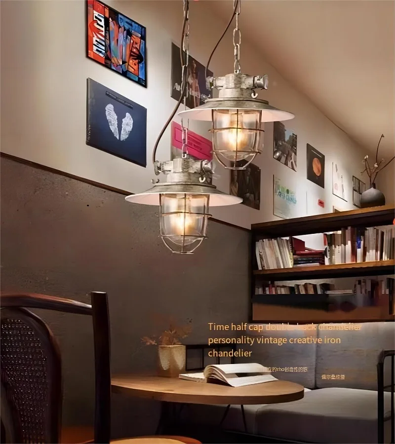 LED przeciwwybuchowe światło amerykański Retro wiatr przemysłowy żyrandol LOFT kreatywny nawa restauracyjna BarCafe żelazna lampa wisiorek LED