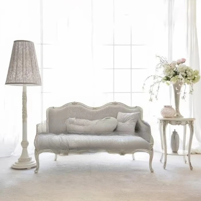 Solid wood furniture country old sofa  gray two-person sofa