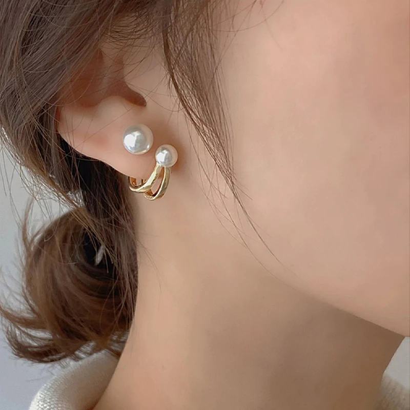 2023 New Retro Light Luxury Pearl Stud Earrings Korean Simple Jewelry Christmas Party Girl\'s Temperament Accessories For Woman