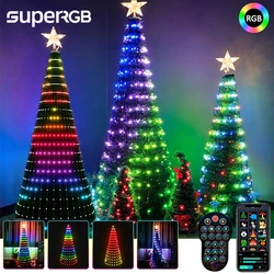 Luzes inteligentes para árvore de natal, com controle remoto e por aplicativo, bluetooth, rgb, fada, led, estrela, corda, festival, festa, decoração