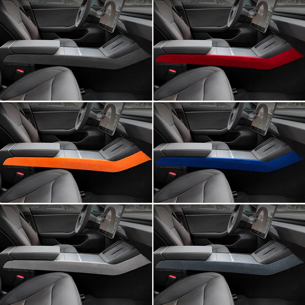 Italian Top Suede Center Console Side Strip Trim Sticker for Tesla Model 3 Highland 2024 Model Y Juniper 2025-Up Car Accessories