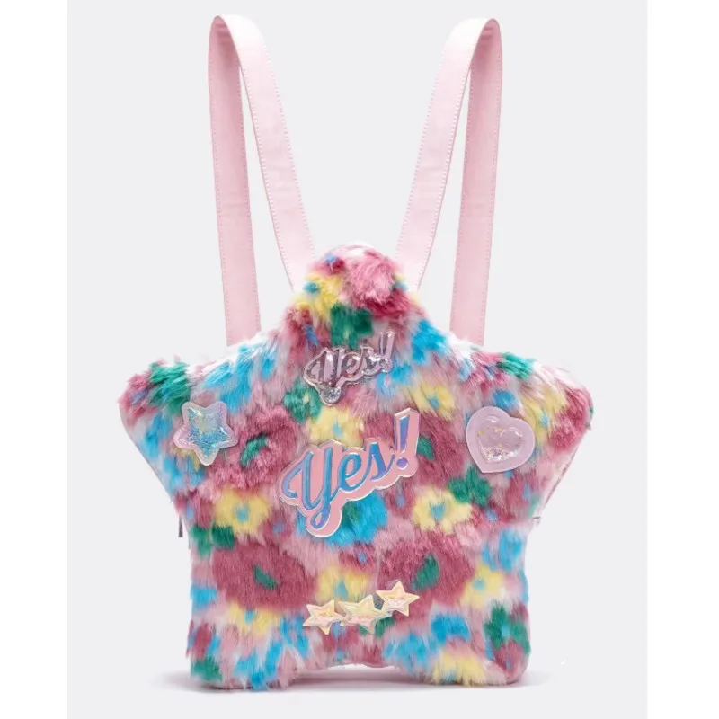 

Plush Star Y2K Mochilas Mujer women DIY Bling Mochila Letter Chain Bag ladies Youth Fashionable Backpack New Trendy Popular Bag