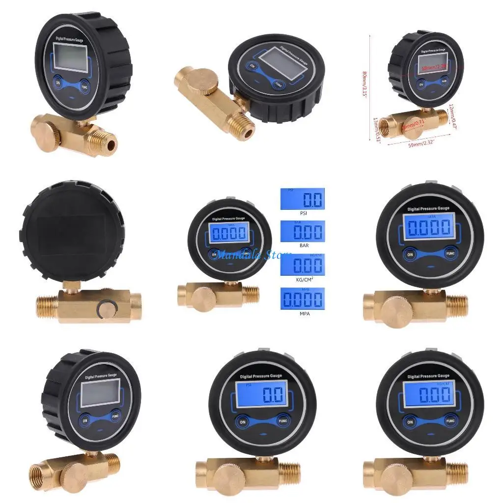 

U2JC Digital Car Truck Tire Air Pressure Inflator Gauge 200PSI LCD Display LED Backlight Vehicle Tester Inflation Monitoring