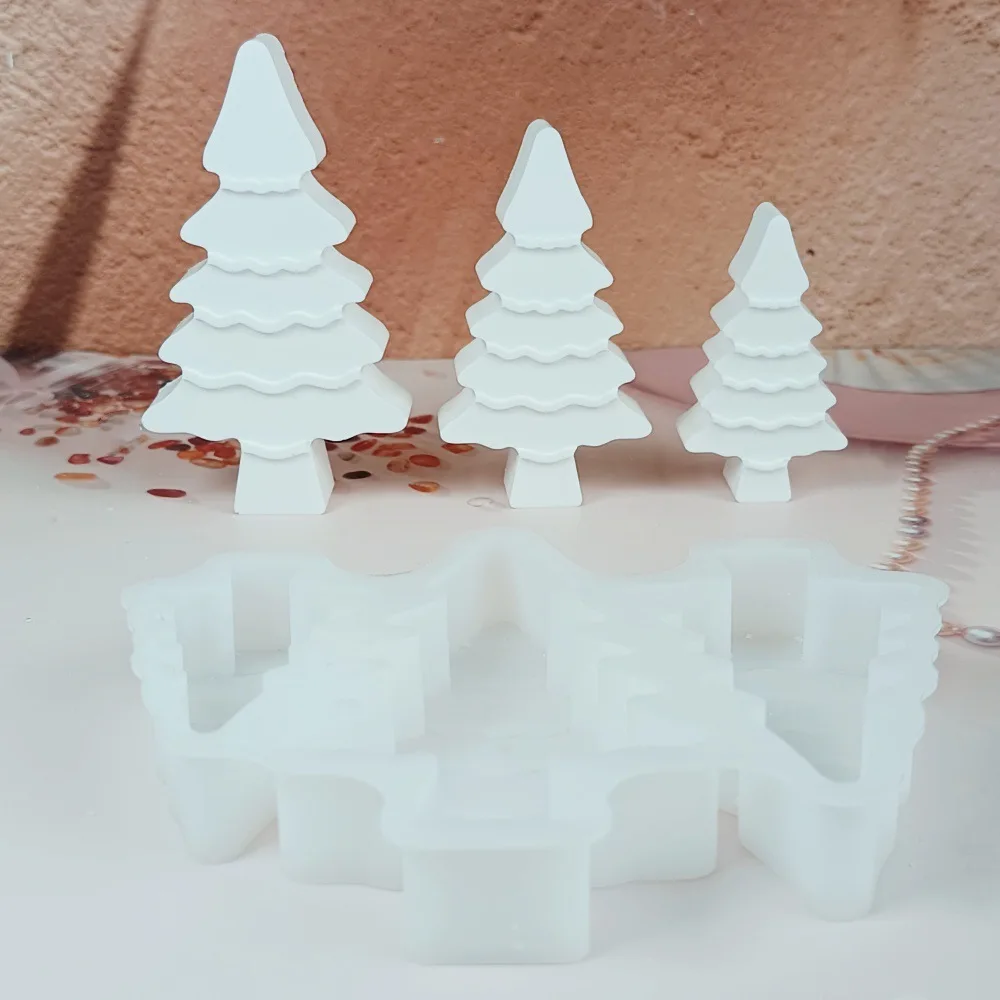 DIY شجرة عيد الميلاد الاسمنت الجص قالب السيليكون لهدايا عيد الميلاد اليدوية وزينة عيد الميلاد