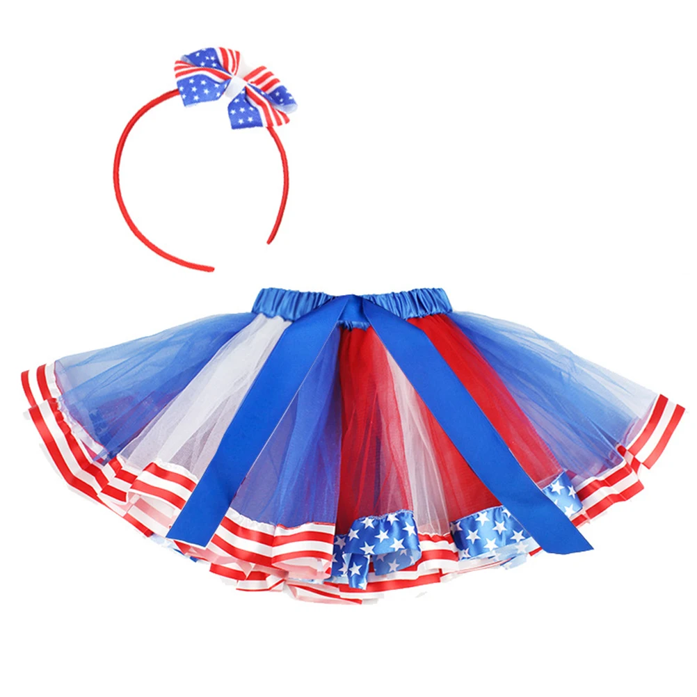 

2pcs Independence Day Flag Printed Tutu Dress Women Party Dresses Comfortable Fashion Photoshoot Evening Gown Daily Wear