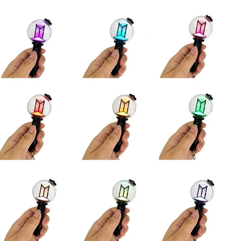 Cartoon Amry Light Stick Keychain Color Changing Glowing Concert Hanging Decoration For Army Fans Gifts view 4