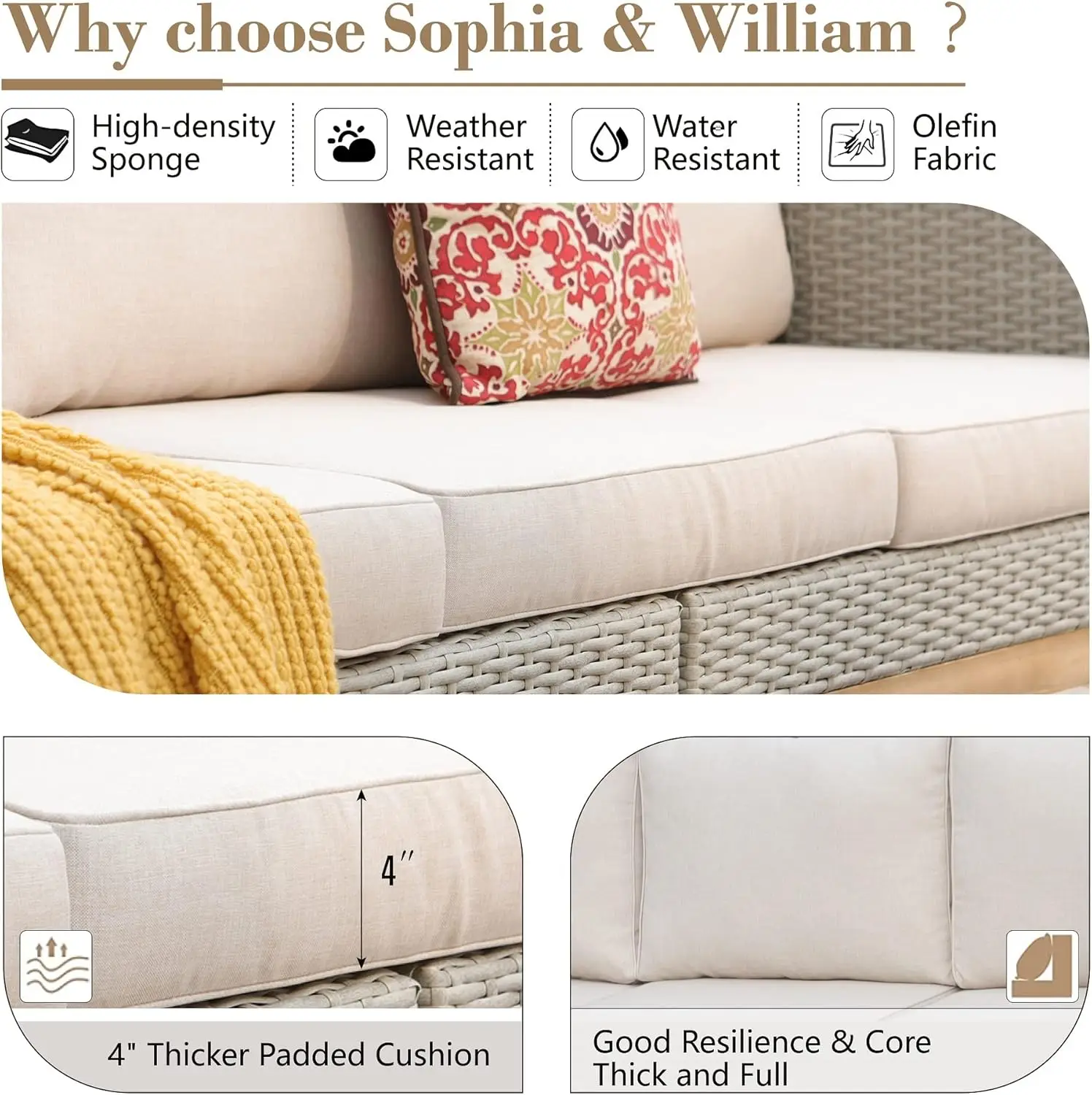 Outdoor Sectional Sofa Patio Furniture Set All-Weather Patio Conversation Set with Coffee Table