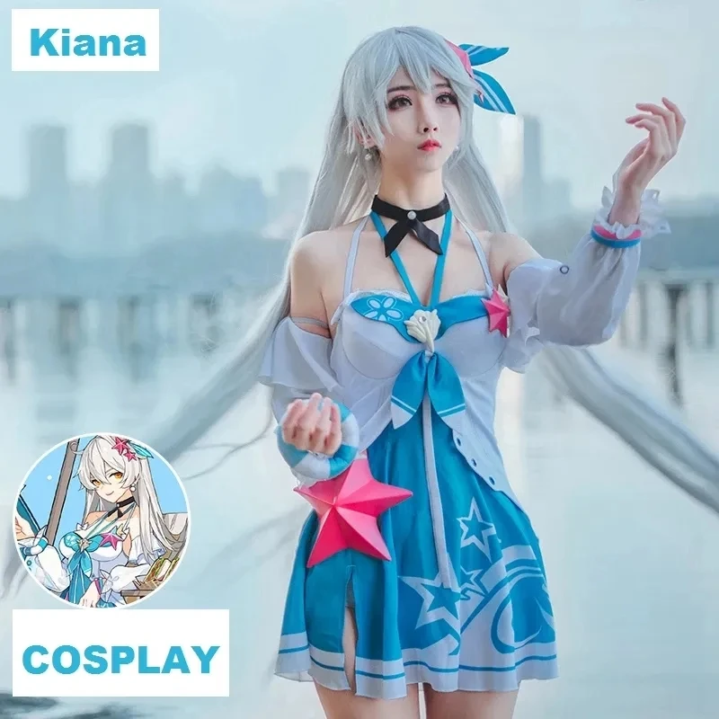 

3D Game Honkai Impact 3 HERRSCHER OF THE VOID Kiana Kaslana Cosplay Cute Swimwear Anime Lolita Dress Halloween Girls Accessories