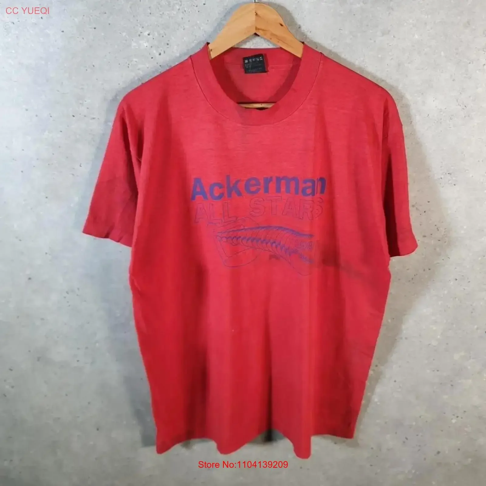 Vintage Fruit Of The Loom Ackerman 1994 All Stars USA T Shirt Mens Large Red long or short sleeves vintage Washed