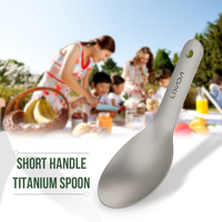 Lixada Short Handle Titanium Spoon Spork Ultralight Children Baby Spoon For Outdoor Camping Picnic Flatware