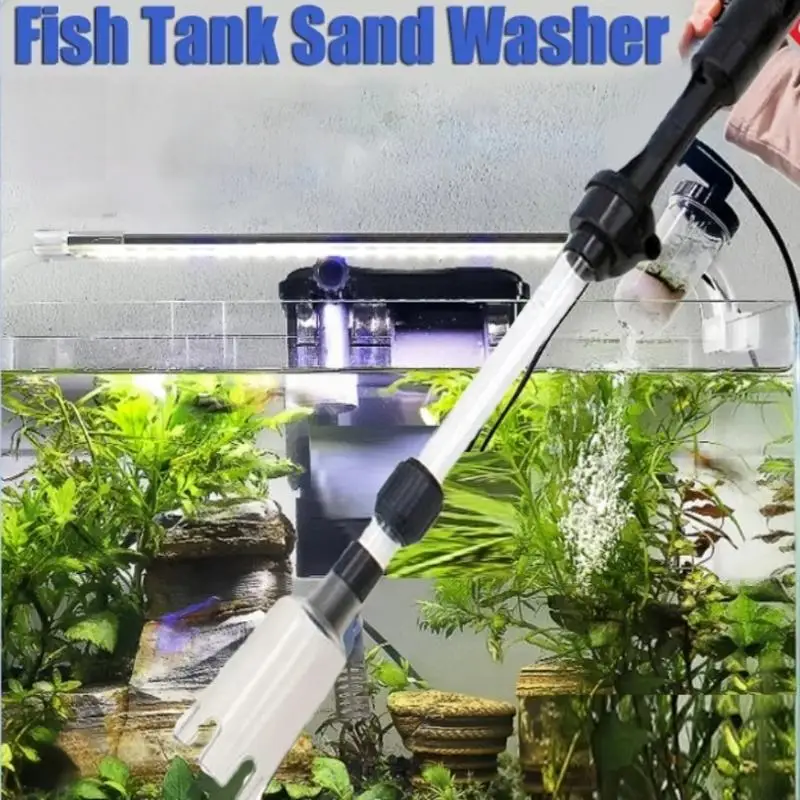 220V Powerful Suction Aquarium Electric Syphon Operated Fish Tank Sand Washer Vacuum Gravel Water Changer Siphon